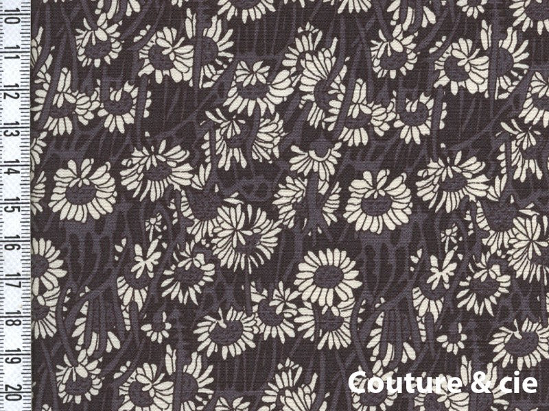Popeline de coton Liberty Koharu noir, x10cm dans Popelines imprimées par Couture et Cie