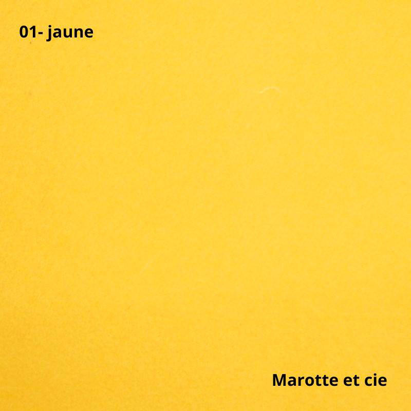 Feutrine pure laine jaune 20x30cm, épaisseur 1mm