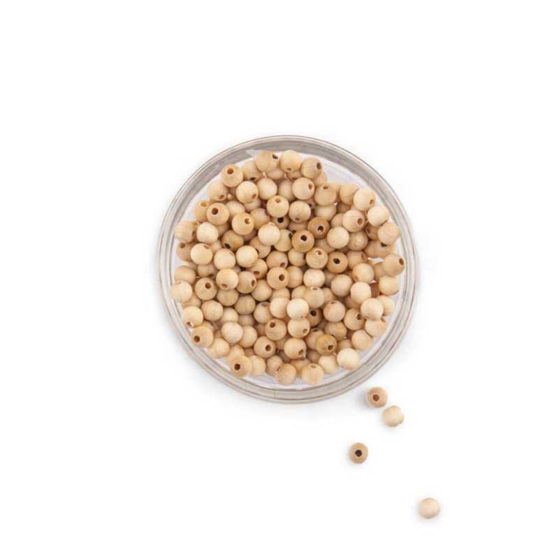 Lot 100 perles bois naturel 6 mm dans Fournitures diverses par Marotte et Cie