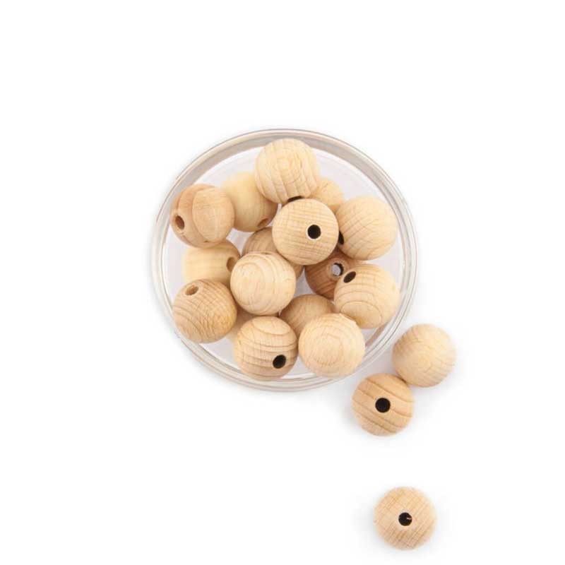 Lot de 10 perles en bois naturel, diamètre 18 mm dans Catégories par Marotte et Cie