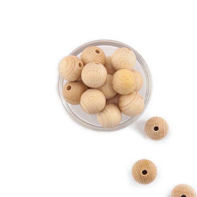 Perle en bois naturel 20 mm diamètre, à la pièce dans Catégories par Marotte et Cie