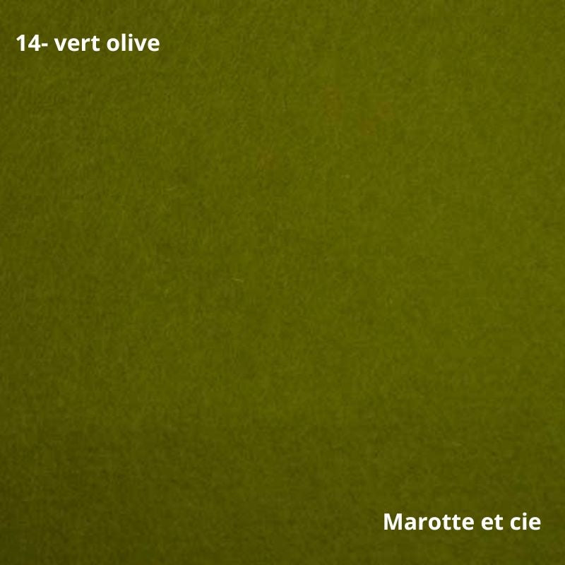 Feutrine pure laine verte, coupon 20x30cm, épaisseur 1mm