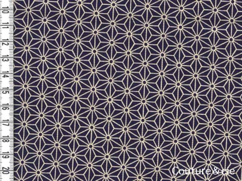 Tissu japonais Asanoha Navy blue, coupon 57*110cm dans Motifs traditionnels par Couture et Cie