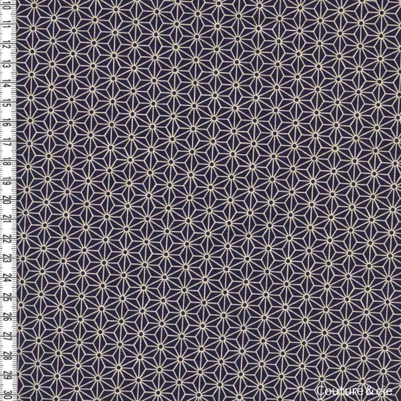 Tissu japonais Asanoha Navy blue, coupon 57*110cm dans Motifs traditionnels par Couture et Cie