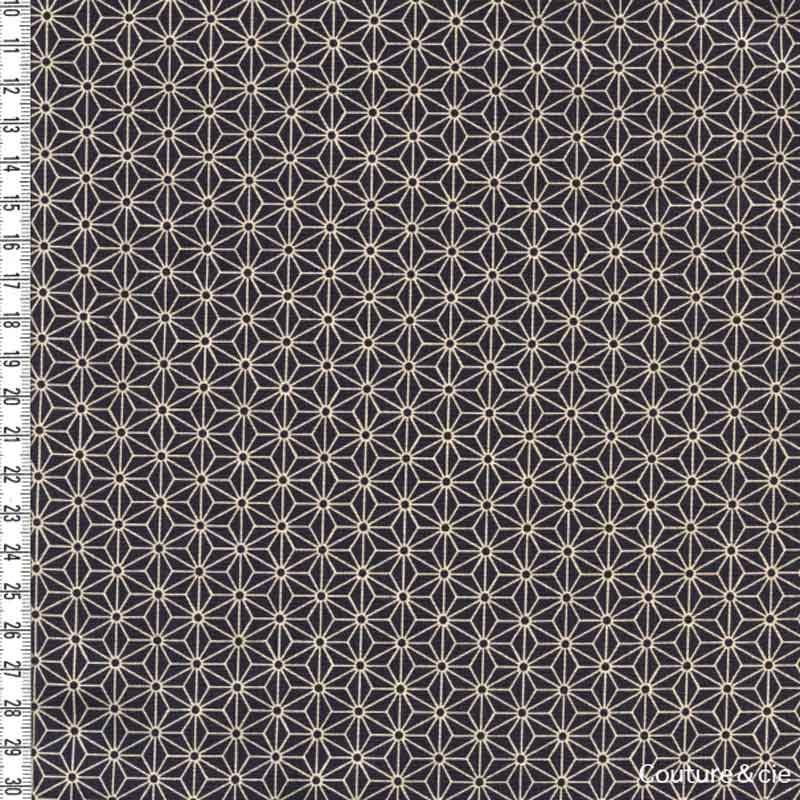 Tissu Asanoha gris foncé, coupon 25x110cm dans Motifs traditionnels par Couture et Cie