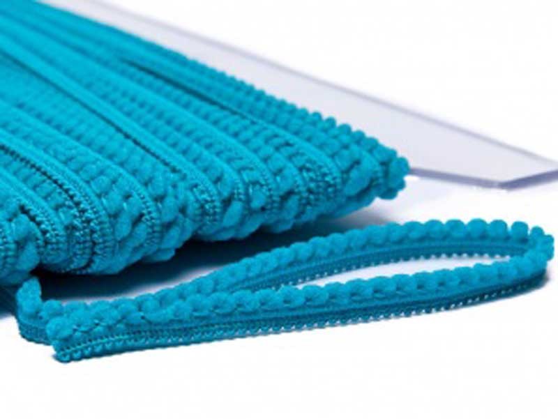 Galon Petits pompons bleu turquoise dans Galons pompons par Couture et Cie