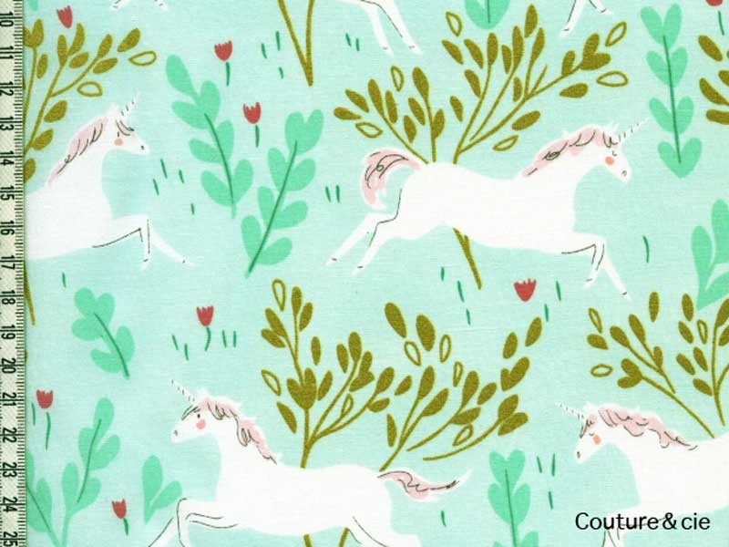 Tissu Unicorn Forest vert menthe dans MICHAEL MILLER par Couture et Cie