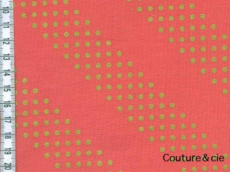 Tissu cotton and steel Dottie corail et or, x10cm dans COTTON + STEEL par Couture et Cie