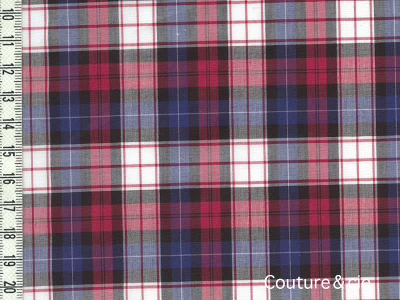 Tissu Coton peigné à carreaux rouge et bleu dans Tissus Carreaux par Couture et Cie