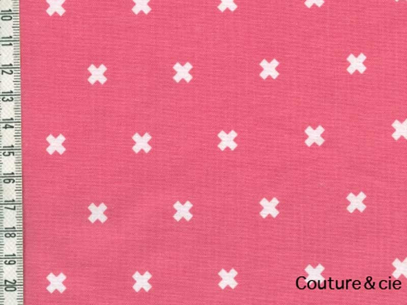 Tissu Cotton + Steel Xoxo Corail, x10cm dans COTTON + STEEL par Couture et Cie