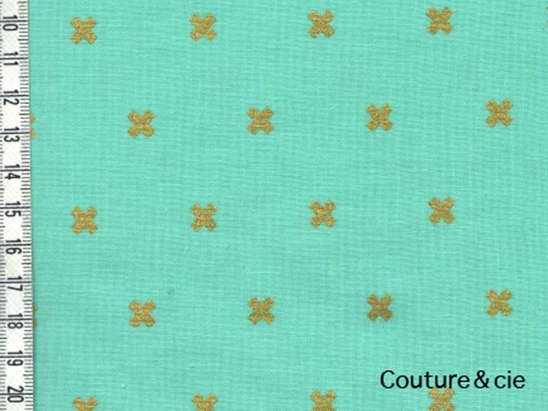 Tissu Xoxo vert effet doré dans COTTON + STEEL par Couture et Cie