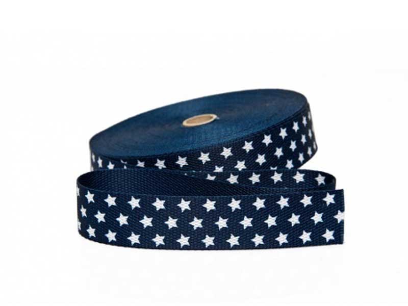 Sangle bleu marine avec étoiles 30mm dans SANGLES par Couture et Cie
