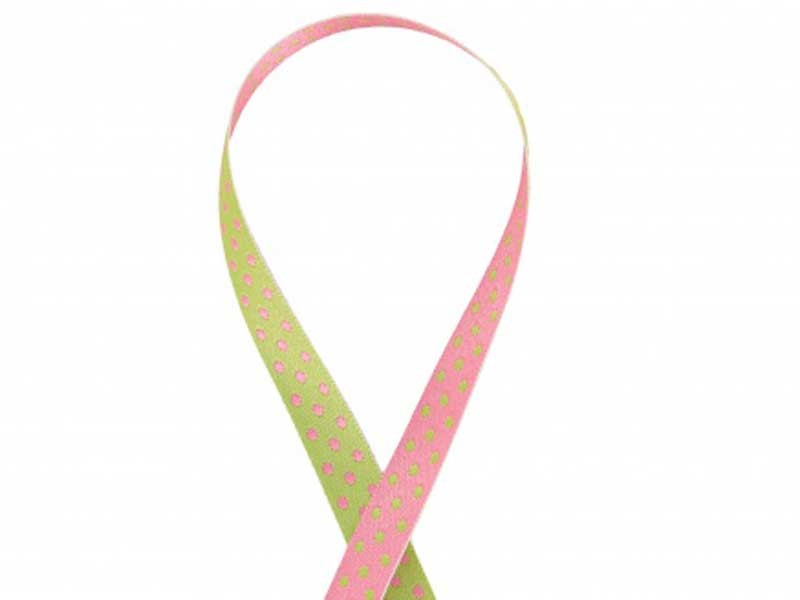 Ruban vert anis et rose 10mm dans Rubans Pois par Couture et Cie