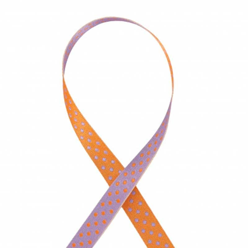 Ruban pois orange et figue 10mm dans Rubans Pois par Couture et Cie