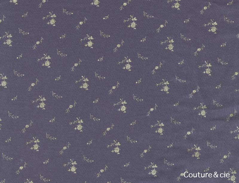 Tissu Double gaze France Duval Stalla bleu marine fleurs dorées, x10cm dans FRANCE DUVAL STALLA par Couture et Cie