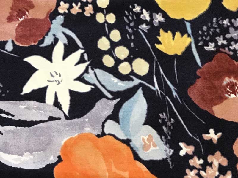 Tissu double gaze Nani Iro, Fuccra Rakuen noir, coupon 130x106cm dans TISSUS JAPONAIS par Couture et Cie