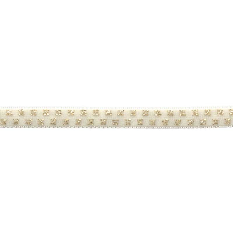 Elastique blanc cassé pois lurex doré 10mm, x10cm dans Mercerie par Couture et Cie
