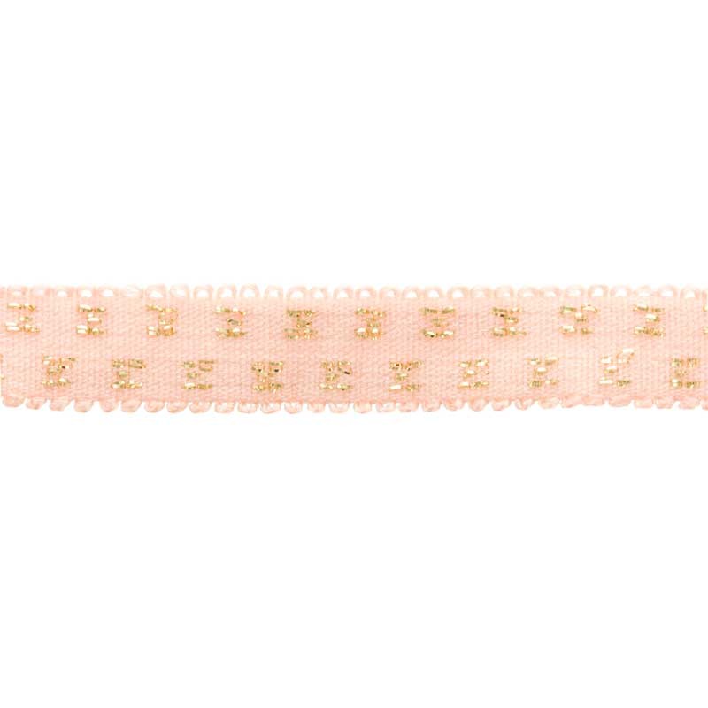 Elastique rose pois lurex doré 10mm, x10cm dans Accueil par Couture et Cie