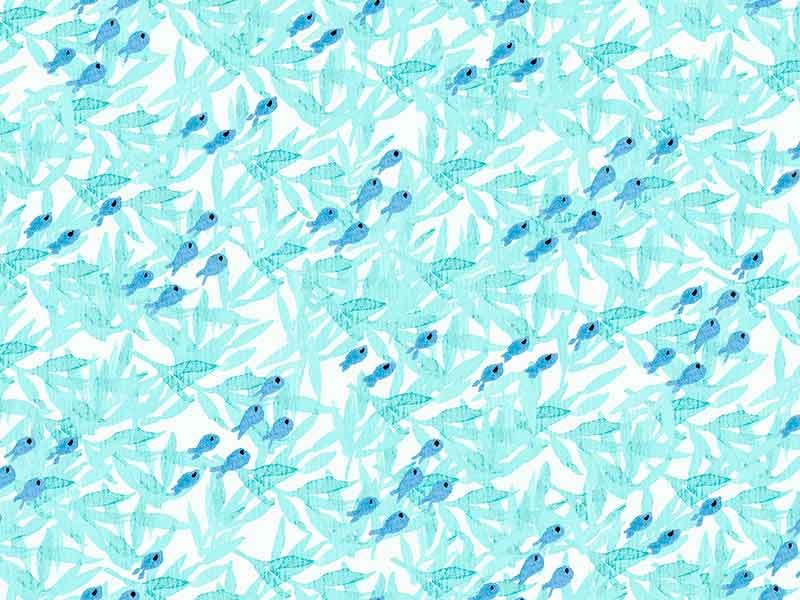 Tissu Cotton and Steel Kaikoura Little Fish aqua, x10cm dans Accueil par Couture et Cie