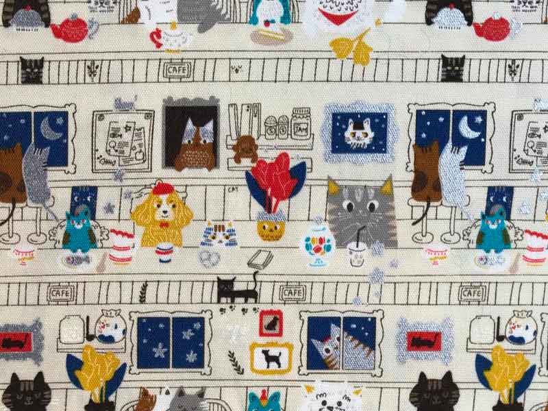 Tissu kawaï todoroki chat, x10cm dans TISSUS JAPONAIS par Couture et Cie