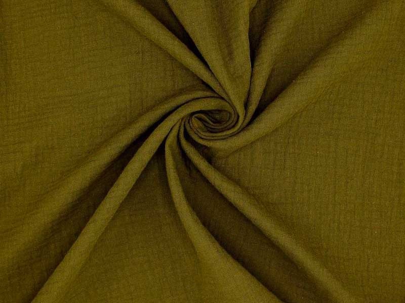 Tissu double gaze coton vert bronze, x10cm dans Double gaze par Couture et Cie