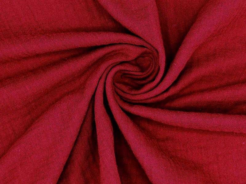 Tissu double gaze coton rouge grenat, x10cm dans Double gaze par Couture et Cie