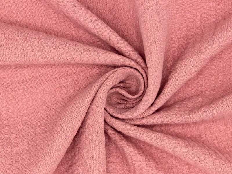 Tissu double gaze coton rose thé, x10cm dans Double gaze par Couture et Cie