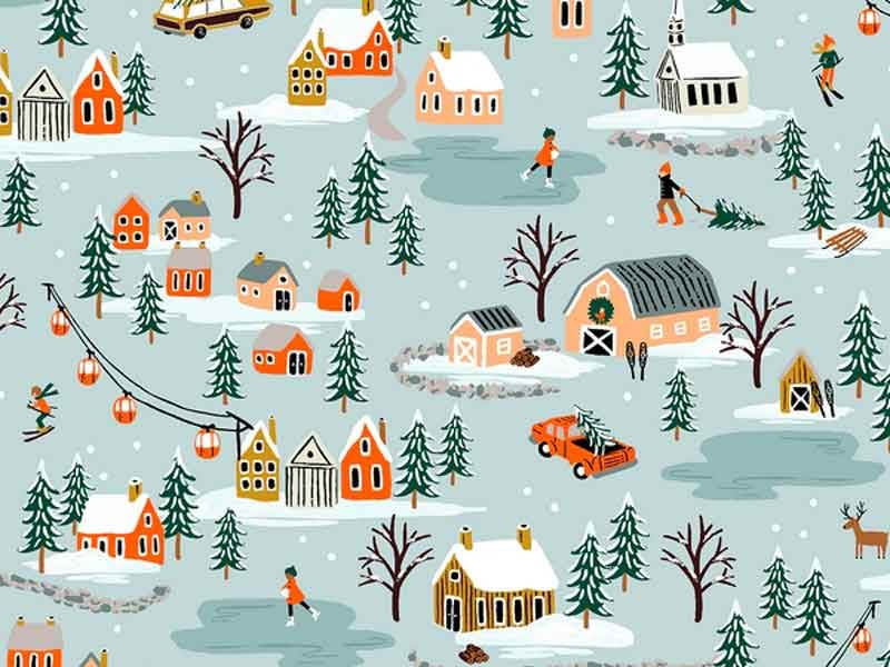 Tissu Rifle Paper Holiday Classics motif paysage , x10cm dans Rifle Paper Co par Couture et Cie