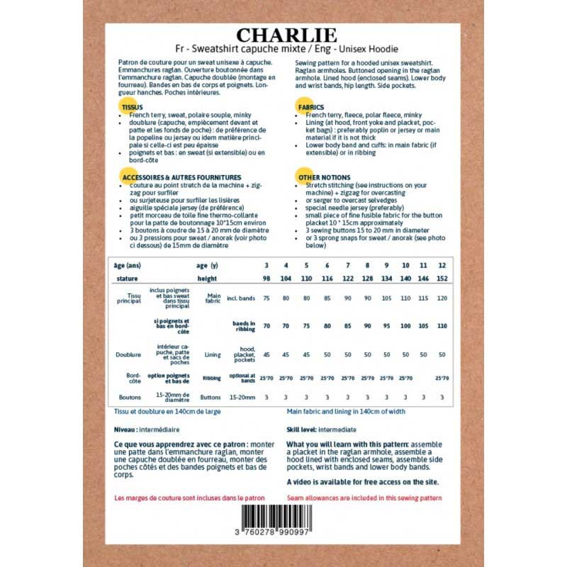 Patron couture Ikatee Charlie sweat enfant dans Accueil par Couture et Cie