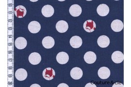Tissu Pois et bouledogues bleu marine dans Kokka par Couture et Cie
