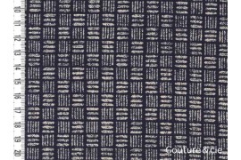 Tissu bleu indigo Traits et lignes dans Motifs traditionnels par Couture et Cie