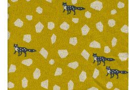 Tissu canvas Echino Stone jaune moutarde, coupon 45x110cm dans TISSUS JAPONAIS par Couture et Cie