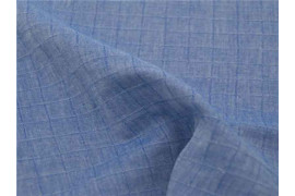 Tissu Lange en coton bio à carreaux faux uni bleu Etendard x10cm dans TISSUS BIOLOGIQUES par Couture et Cie
