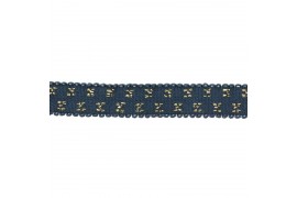 Elastique bleu jean pois lurex doré 10mm, x10cm dans Mercerie par Couture et Cie