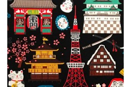 Tissu Hello Japan, x10cm dans TISSUS JAPONAIS par Couture et Cie
