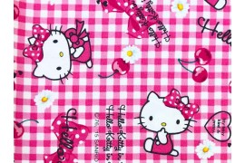 Tissu Hello Kitty cherry rose, x10cm dans Tissus Enfantins par Couture et Cie