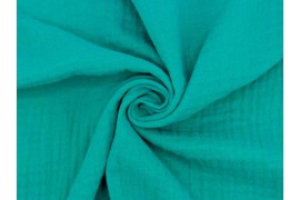 Tissu Double gaze gaufrée vert émeraude, x10cm dans Double gaze par Couture et Cie