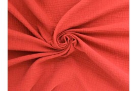 Tissu double gaze coton corail, x10cm dans Double gaze par Couture et Cie