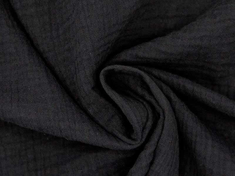 Coupon Double gaze coton noir, 45x65cm