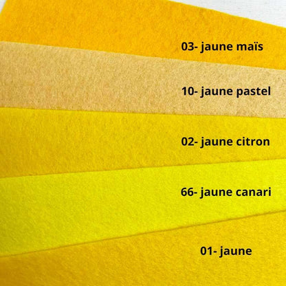 Feutrine pure laine jaune 20x30cm, épaisseur 1mm dans Catégories par Marotte et Cie