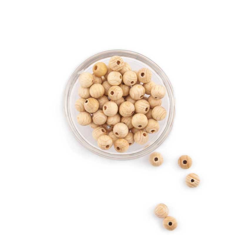 Lot de 10 perles bois naturel, diamètre 10 mm dans Catégories par Marotte et Cie