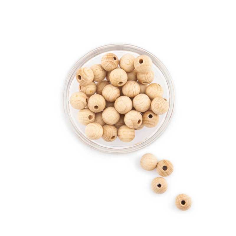 Lot 10 perles bois naturel 12 mm dans Catégories par Marotte et Cie