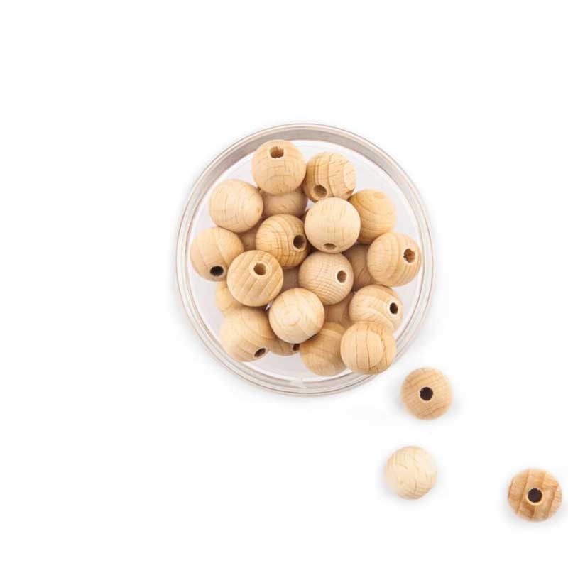 Lot de 10 perles bois naturel, diamètre 15 mm dans Catégories par Marotte et Cie