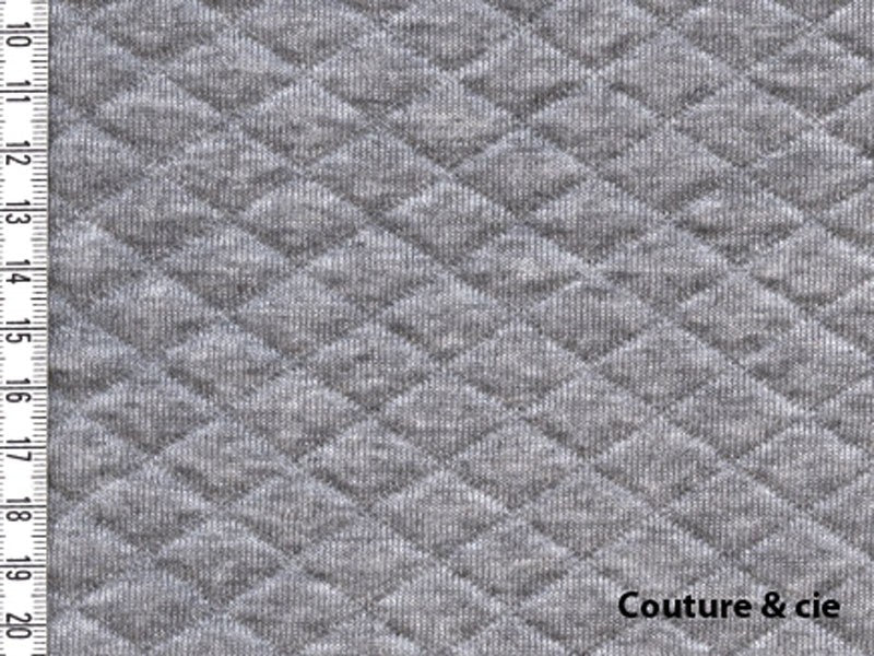 Jersey matelassé France Duval Stalla gris chiné, x10cm dans FRANCE DUVAL STALLA par Couture et Cie