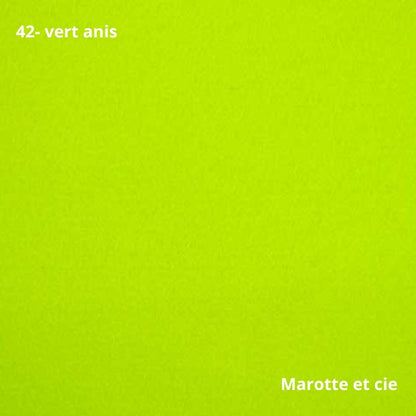 Feutrine pure laine verte, coupon 20x30cm, épaisseur 1mm