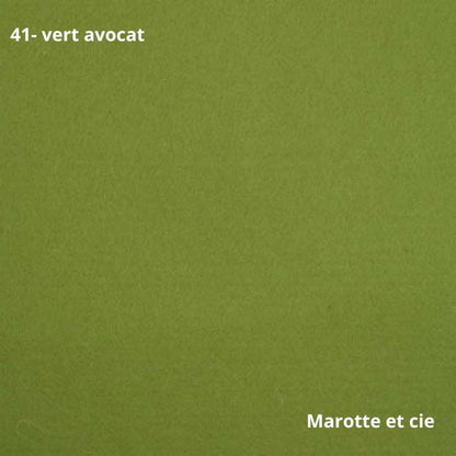 Feutrine pure laine verte, coupon 20x30cm, épaisseur 1mm