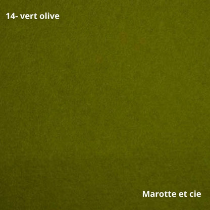 Feutrine pure laine verte, coupon 20x30cm, épaisseur 1mm