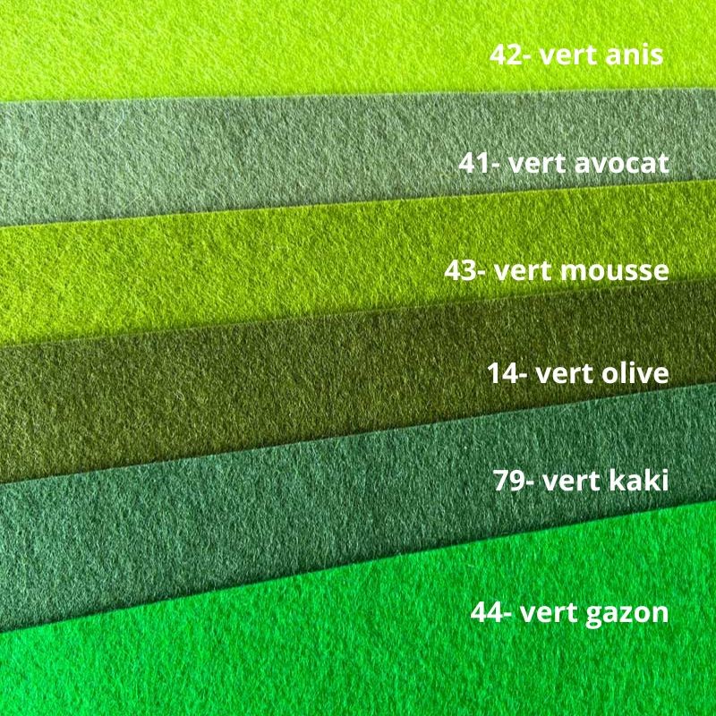Feutrine pure laine verte, coupon 20x30cm, épaisseur 1mm dans Catégories par Marotte et Cie