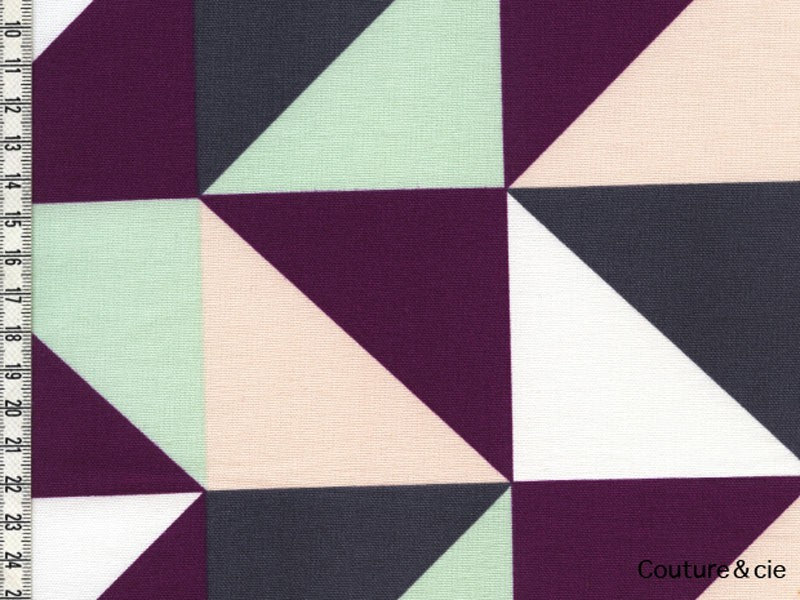 Tissu Triann glacier, gris, aubergine dans LINNAMORATA par Couture et Cie