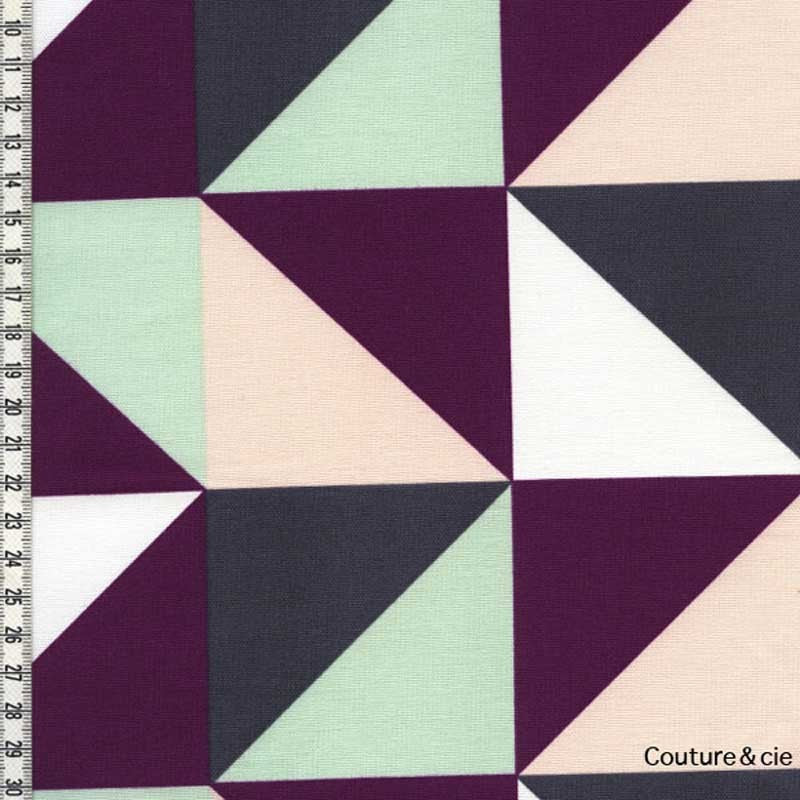 Tissu Triann glacier, gris, aubergine dans LINNAMORATA par Couture et Cie